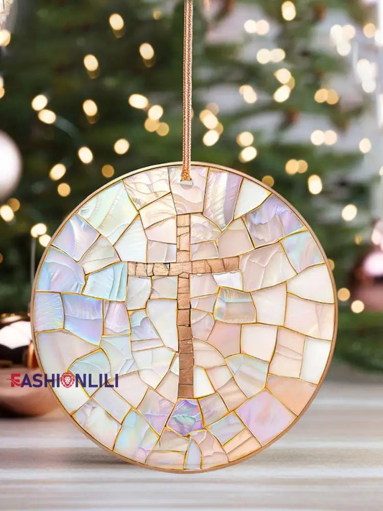 Christian Cross Flag Printed Acrylic Decorative Ornament As picture / ONE