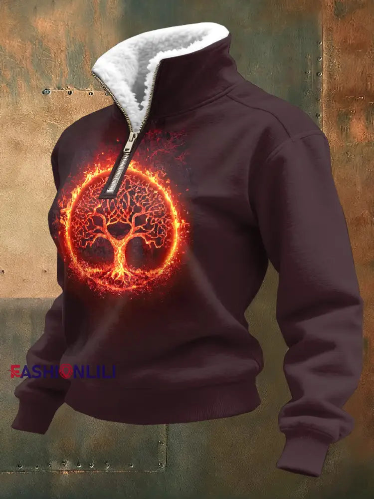 Kvinnor Vintage Viking Tryck Casual Sweatshirt As picture / S