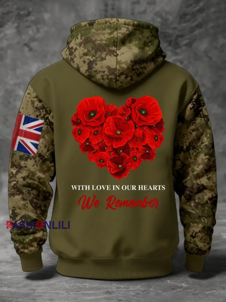 Men’s 11th November Remembrance Day LEST WE’S FORGET Poppy Remembrance Hoodie