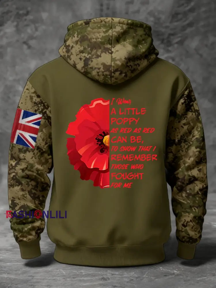 Men’s 11th November Remembrance Day LEST WE’S FORGET Poppy Remembrance Hoodie