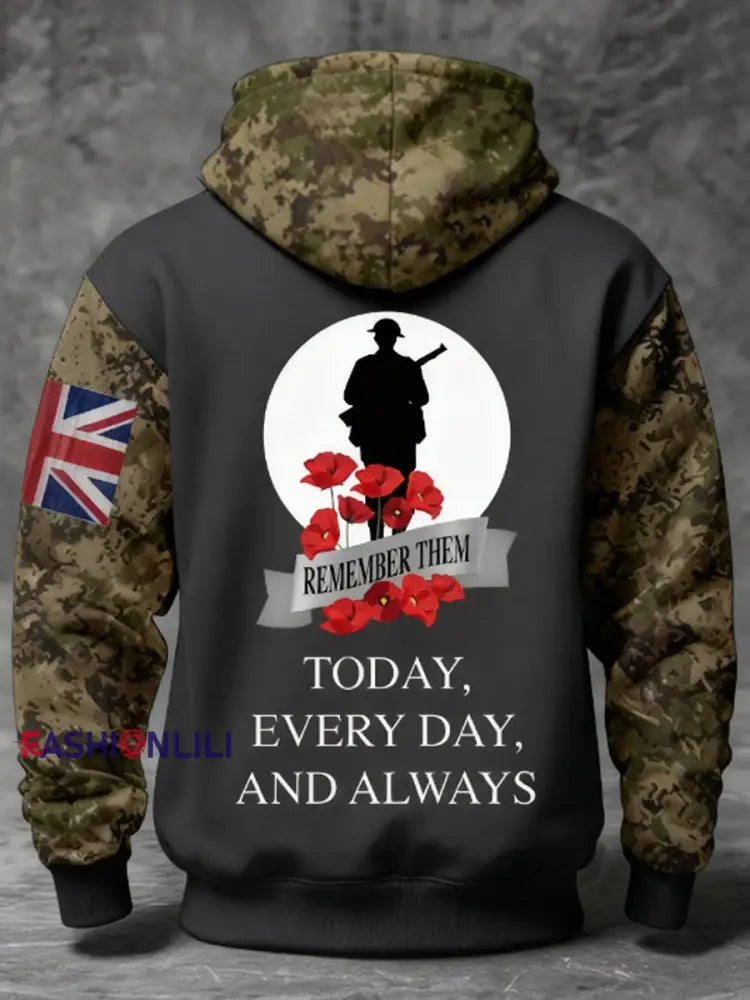 Men’s 11th November Remembrance Day LEST WE’S FORGET Poppy Remembrance Hoodie