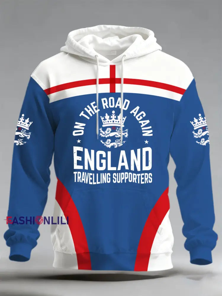 Men’s 2026 England World Cup Support Print Long-Sleeve Hooded Sweatshirt A / S