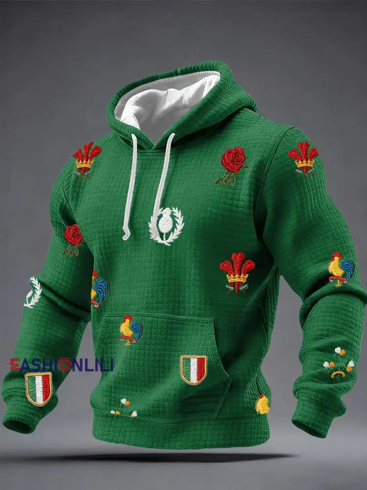 Men’s 6 Nations Rugby Lover Printed Hoodie Green / S