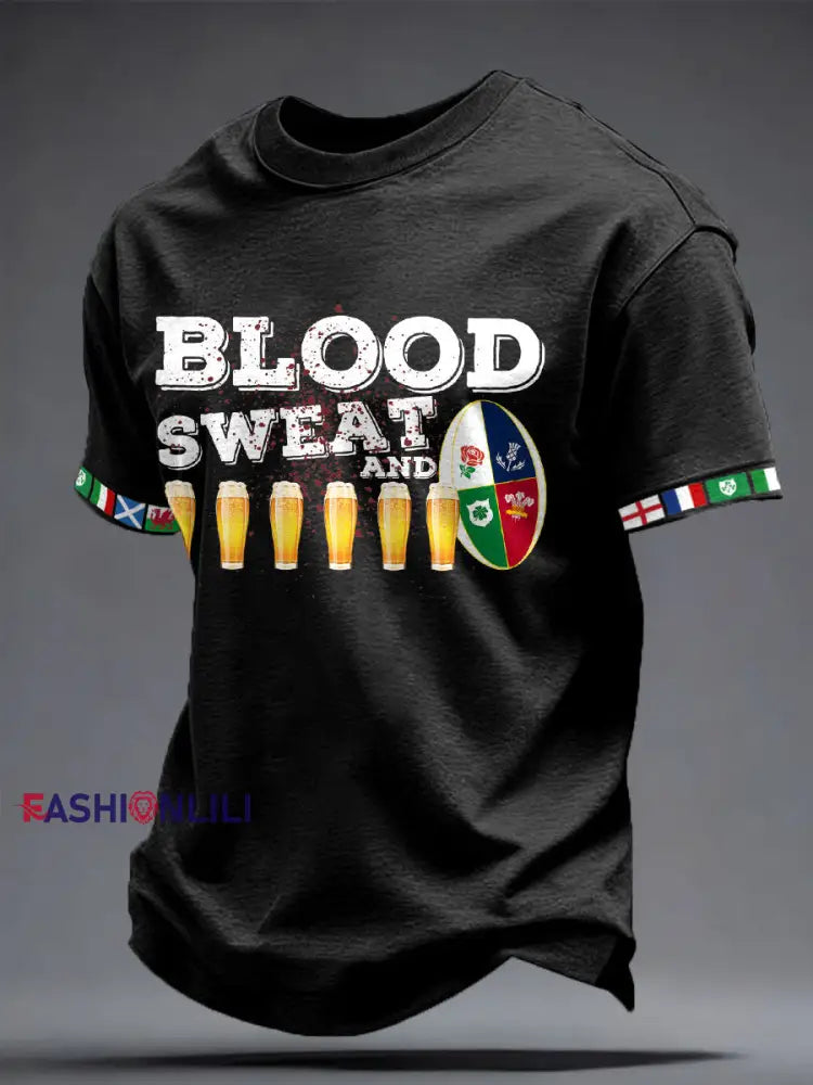 Men’s 6 Nations Rugby Lover Printed T-shirt Black / S