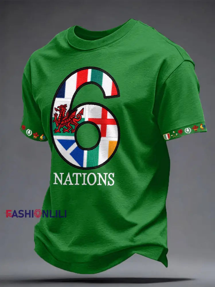 Men’s 6 Nations Rugby Lover Printed T-shirt Green / S