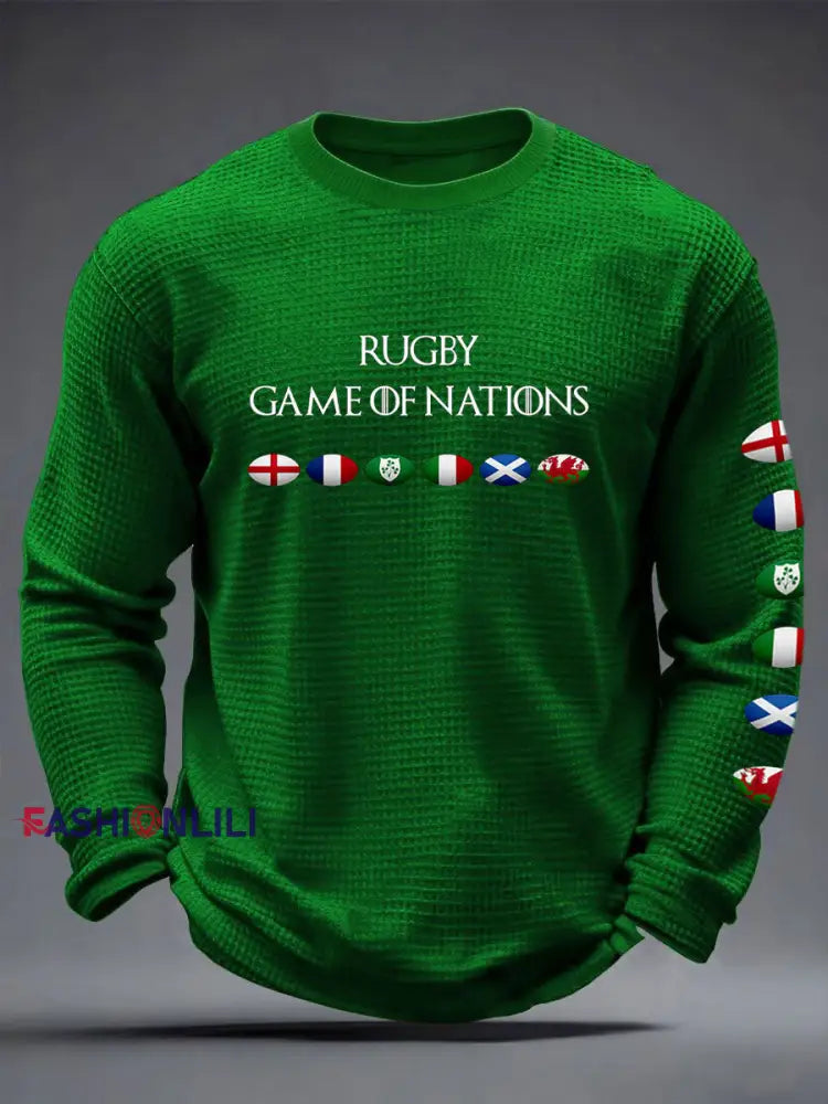 Men’s 6 Nations Rugby Lover Printed Waffle T-shirt Green / S