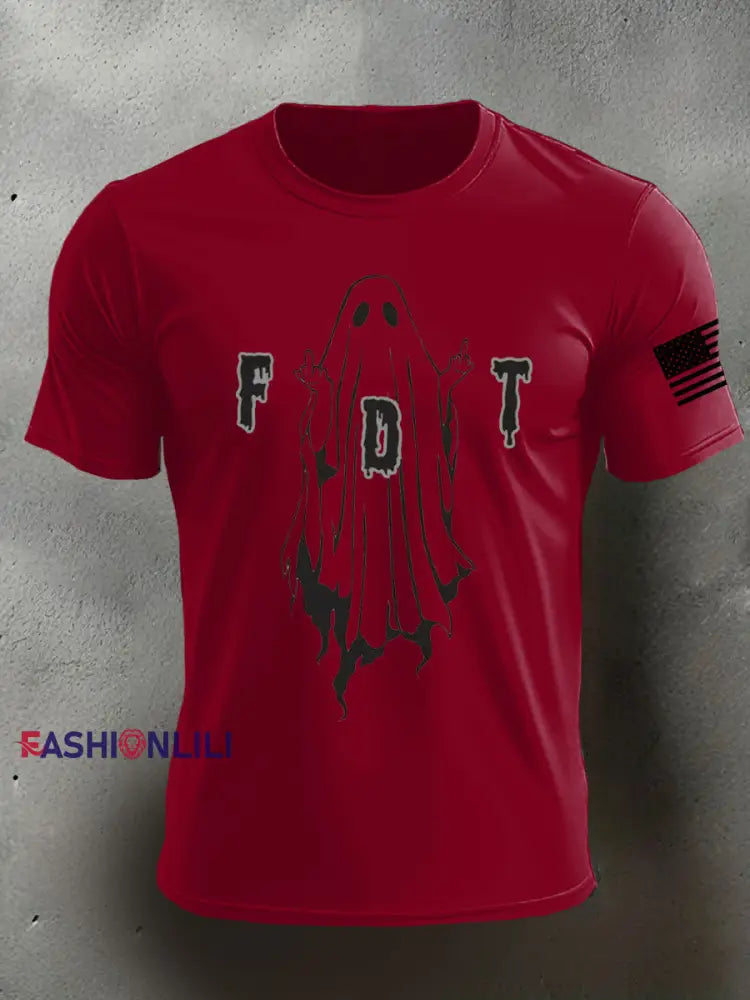 Men’s 8647 FDT Halloween Printed T-shirt Deep Red / S