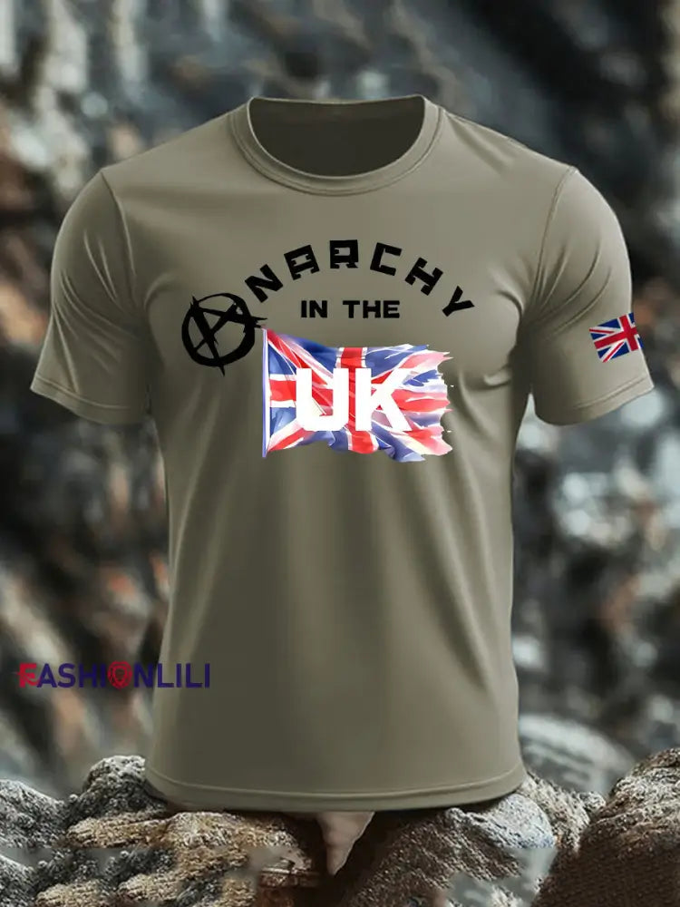 Men’s Anarchy In The UK imitation cotton short-sleeved T-shirt Army Green / S