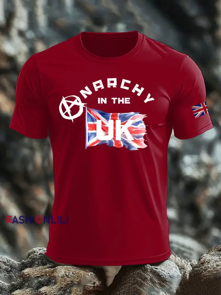 Men’s Anarchy In The UK imitation cotton short-sleeved T-shirt Deep Red / S