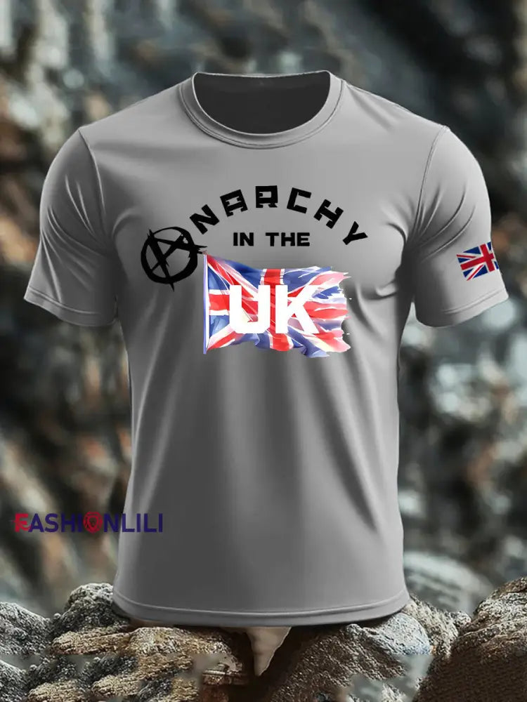 Men’s Anarchy In The UK imitation cotton short-sleeved T-shirt Light Gray / S