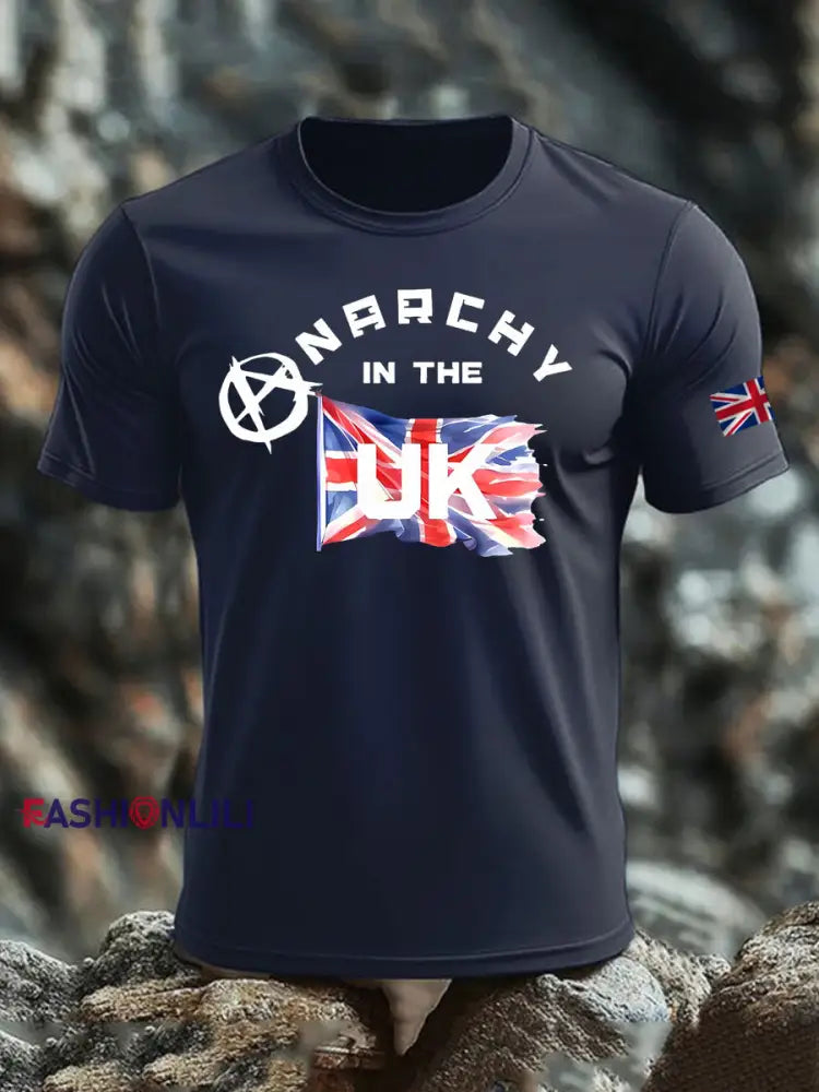 Men’s Anarchy In The UK imitation cotton short-sleeved T-shirt Navy Blue / S