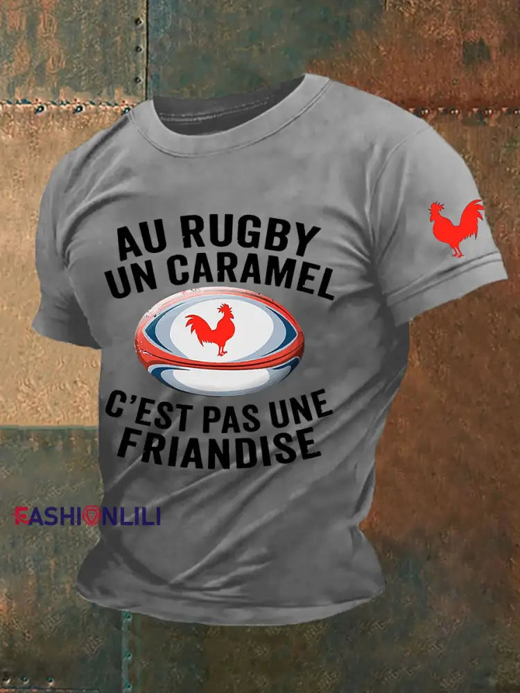 Men’s Au Rugby Un Caramel C’est Pas Une Friandise Short Sleeves T-shirt Light Gray / S