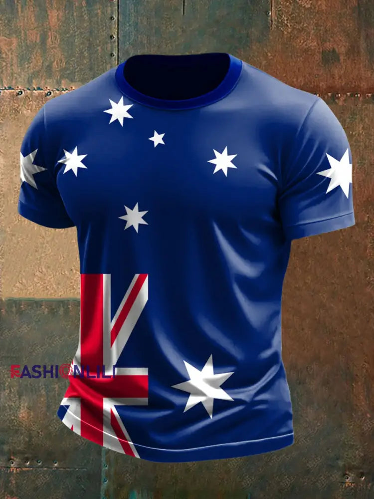 Men’s Australia Flag Print short sleeves t-shirt Navy Blue / S