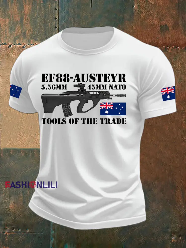 Men’s Australia Veteran Print imitation cotton short-sleeved T-shirt White / S