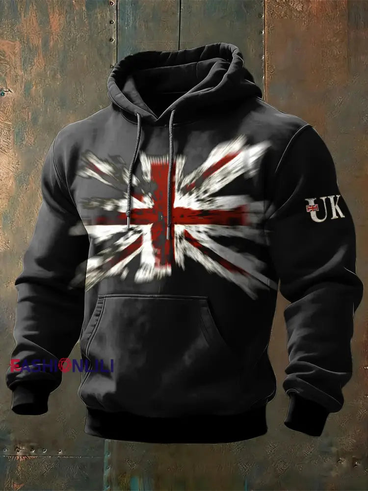 Men’s Black British Flag Hooded Sweatshirt Black / S