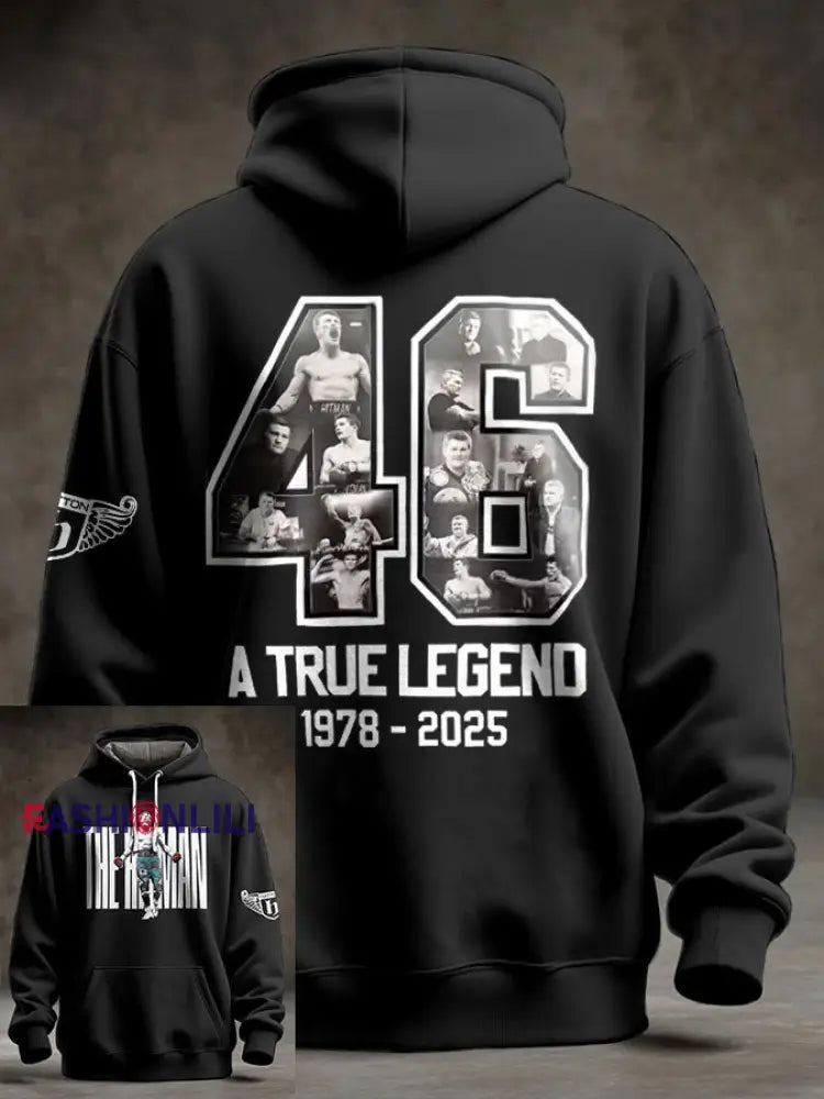 Men’s Boxing Lover Rip Hitman Legend Printed Hoodie Black / S