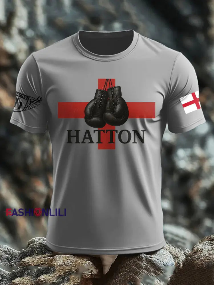 Men’s Boxing Lover Rip Hitman Legend Printed T-Shirt Light Gray / S