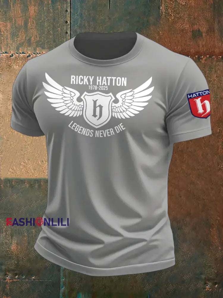Men’s Boxing Lover Rip Hitman Legend Printed T-Shirt Light Gray / S