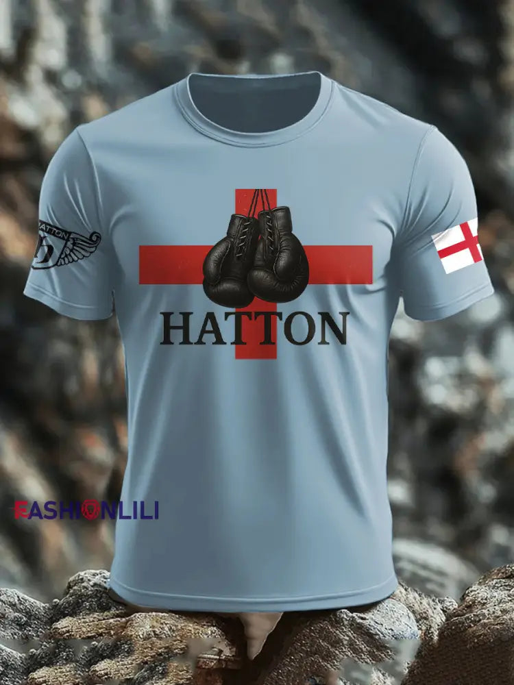 Men’s Boxing Lover Rip Hitman Legend Printed T-Shirt Sky Blue / S