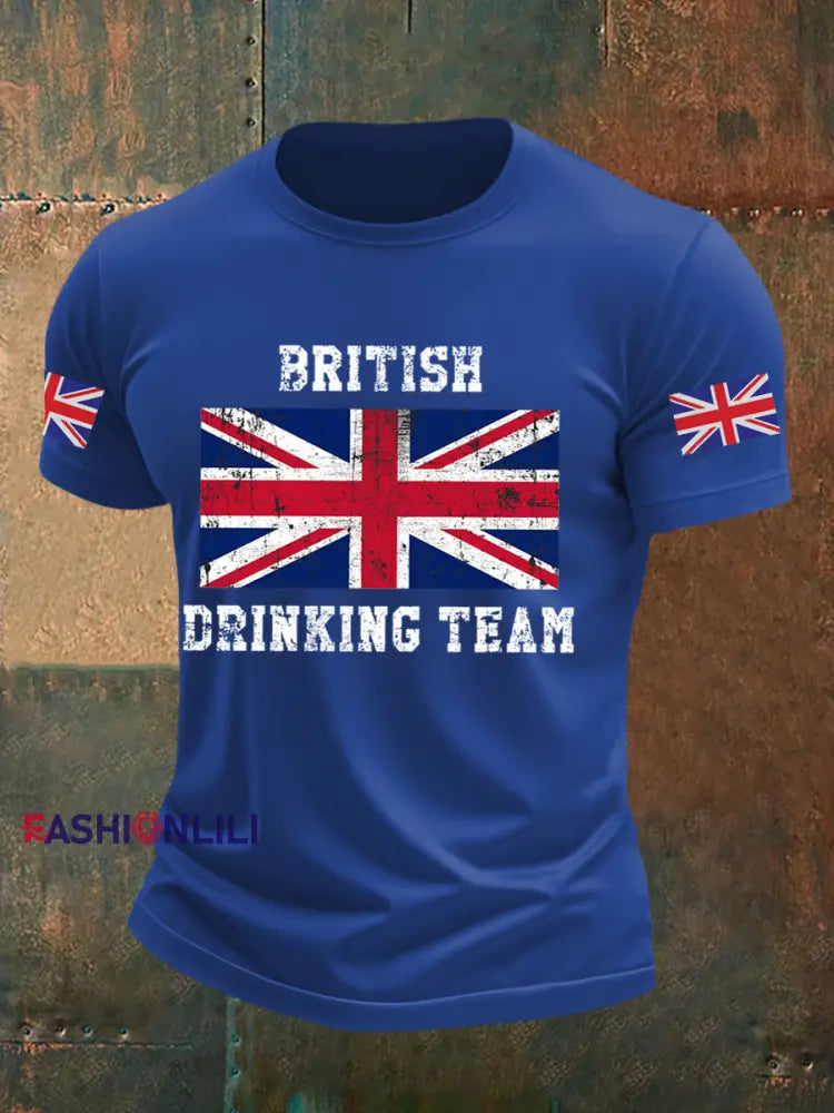 Men’s British Drinking Team Casual Printed T-shirt Royal Blue / S