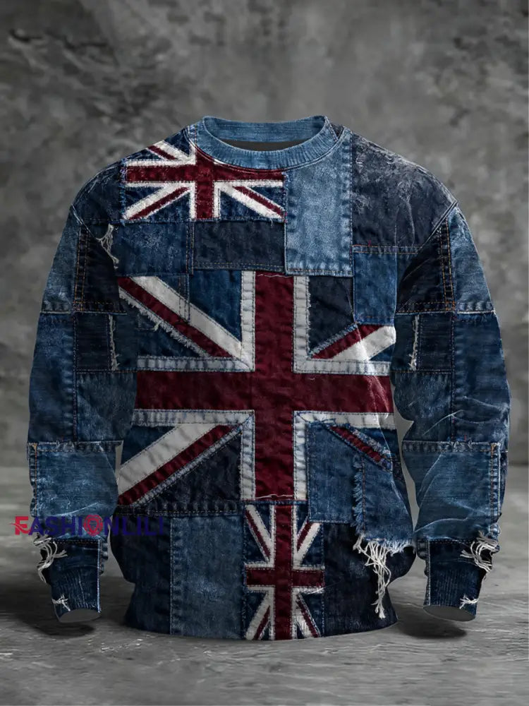 Men’s British Flag Crew Neck Sweatshirt As picture / S