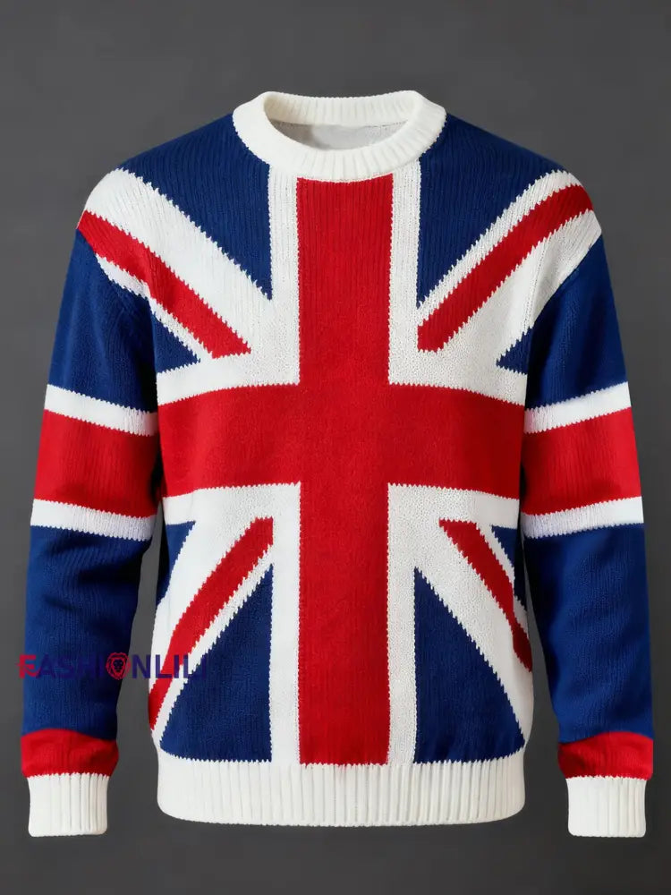 Men’s British Flag Printed Casual imitation sweater As picture / S