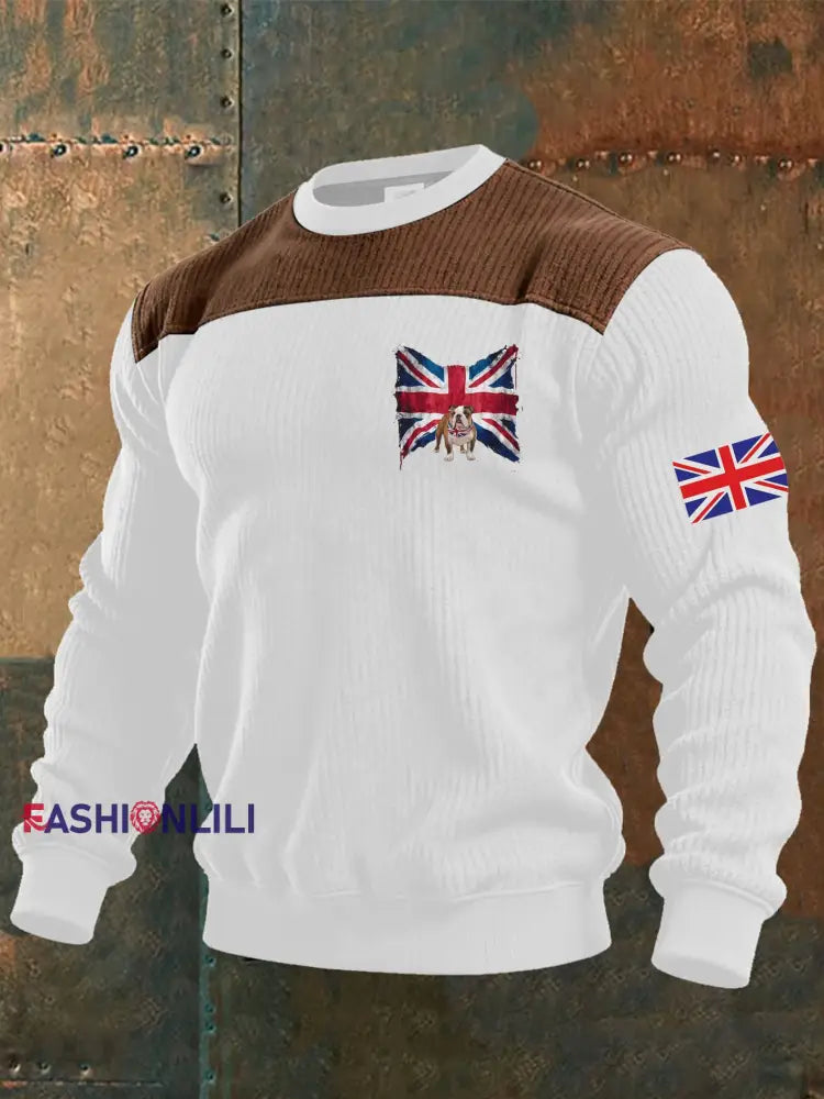 Men’s British Flag Printed Casual imitation sweater White / S