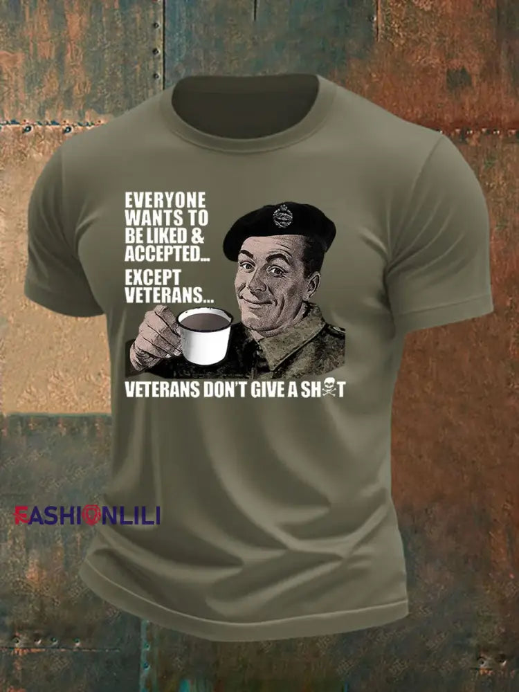 Men’s British humor imitation cotton short sleeved T shirt Army Green / S