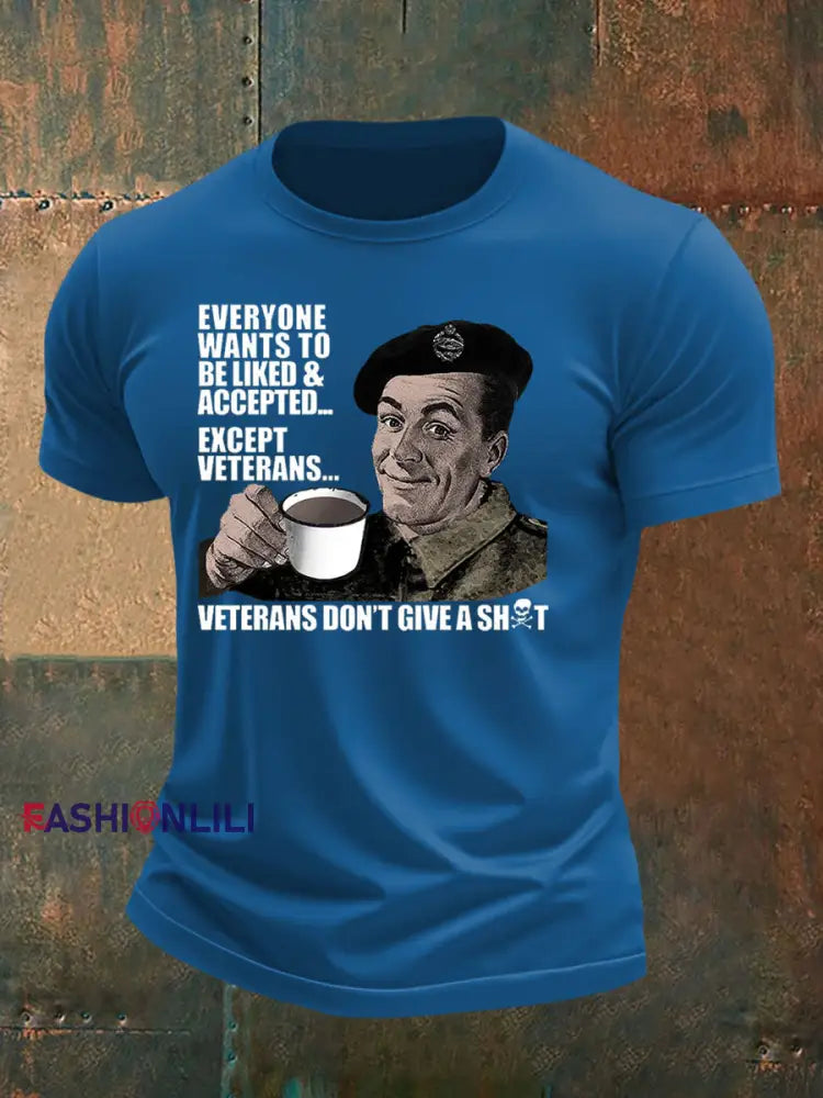 Men’s British humor imitation cotton short sleeved T shirt Blue / S