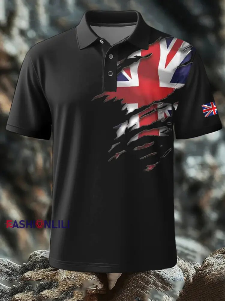 Men’s British Printed short sleeve shirt Black / S
