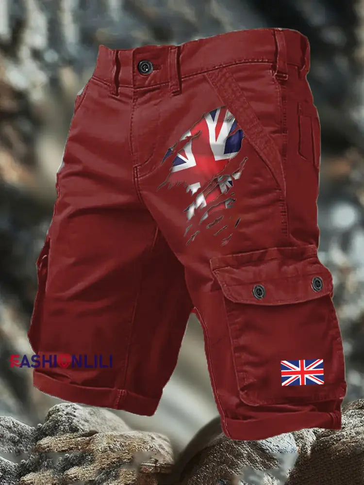 Men’s British Printed shorts Deep Red / S