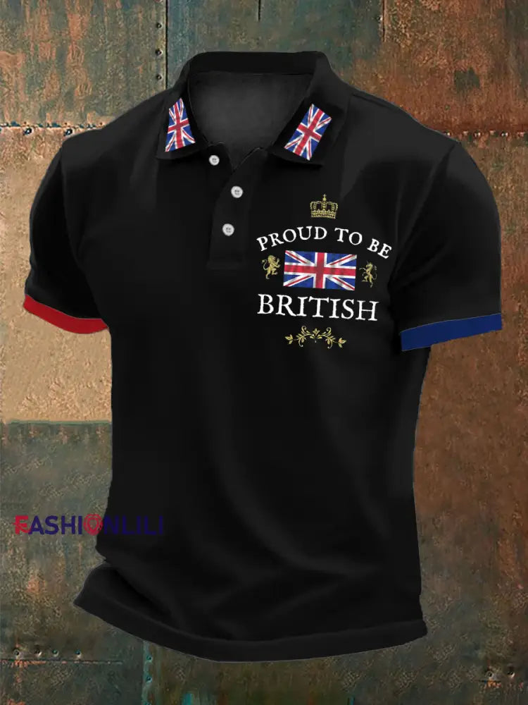 Men’s British Proud Polo Shirt Black / S