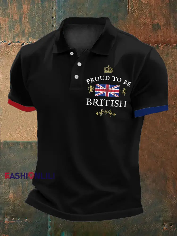 Men’s British Proud Polo Shirt Black / S