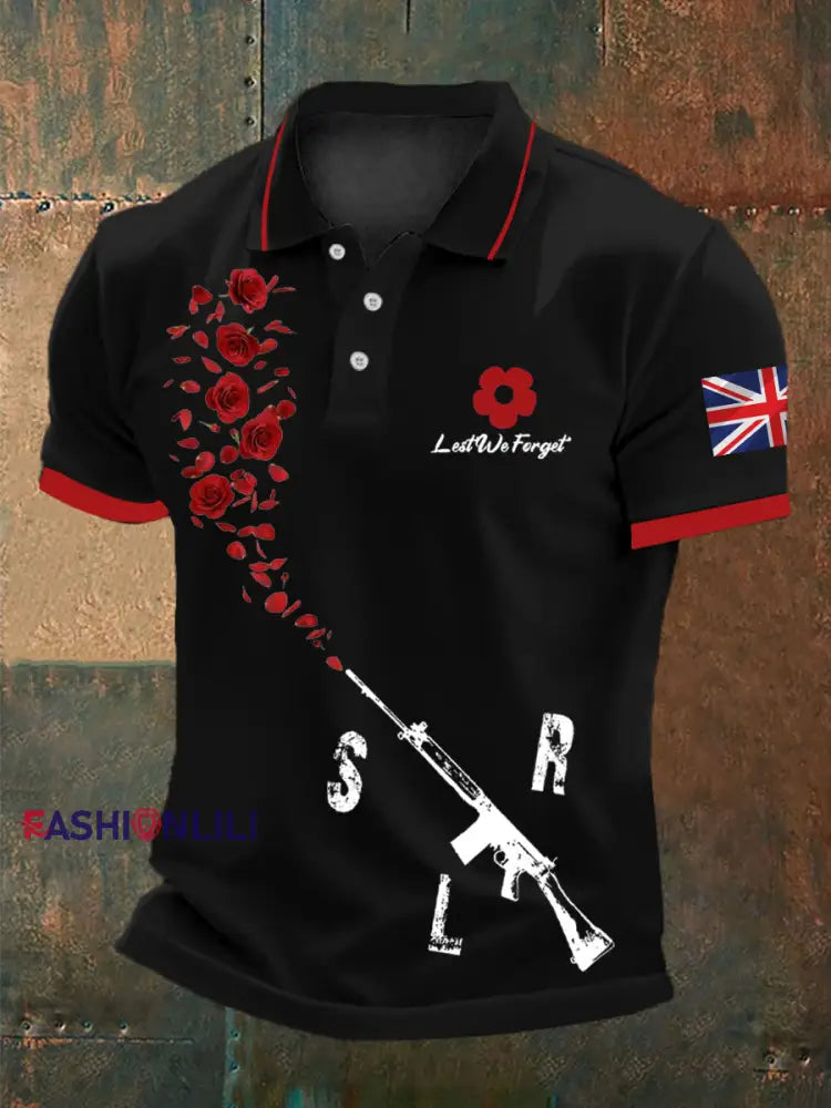 Men’s British Remembrance Day polo shirt Black / S