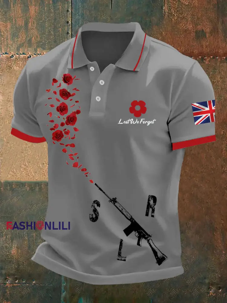 Men’s British Remembrance Day polo shirt Gray / S