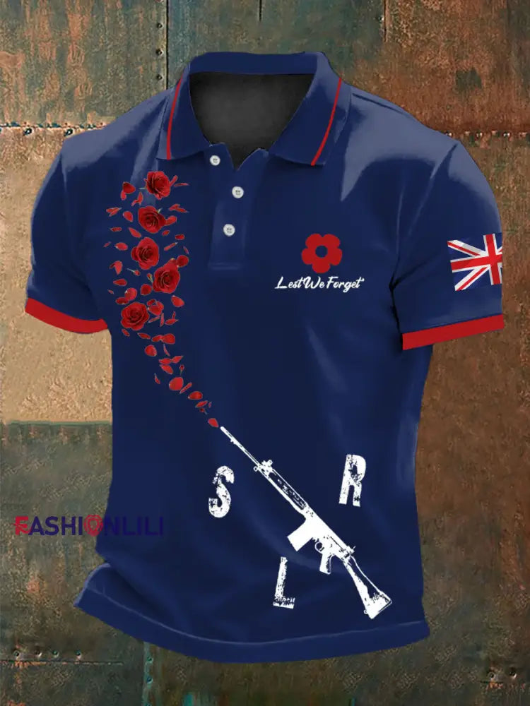 Men’s British Remembrance Day polo shirt Navy Blue / S