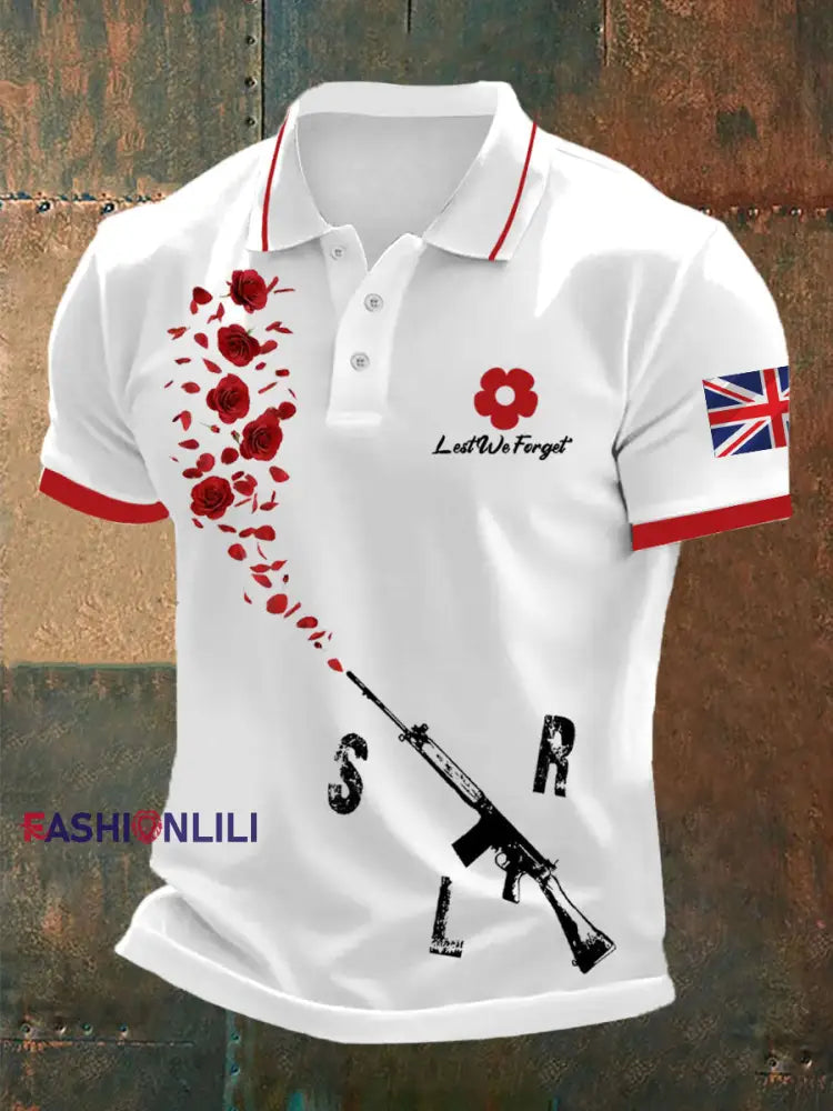 Men’s British Remembrance Day polo shirt White / S