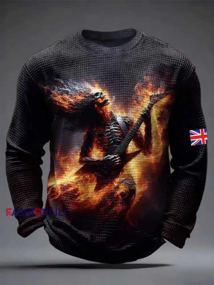Men’s British Skeleton Waffle Top Black / S