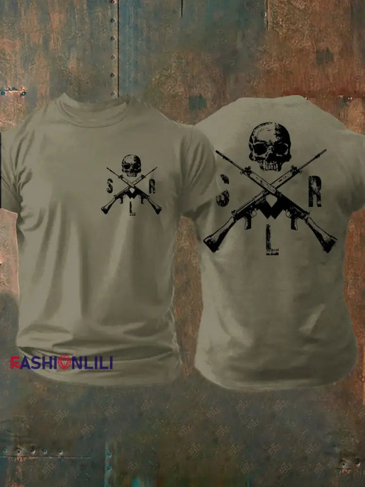 Men’s British Veteran imitation cotton short sleeved T shirt Army Green / S