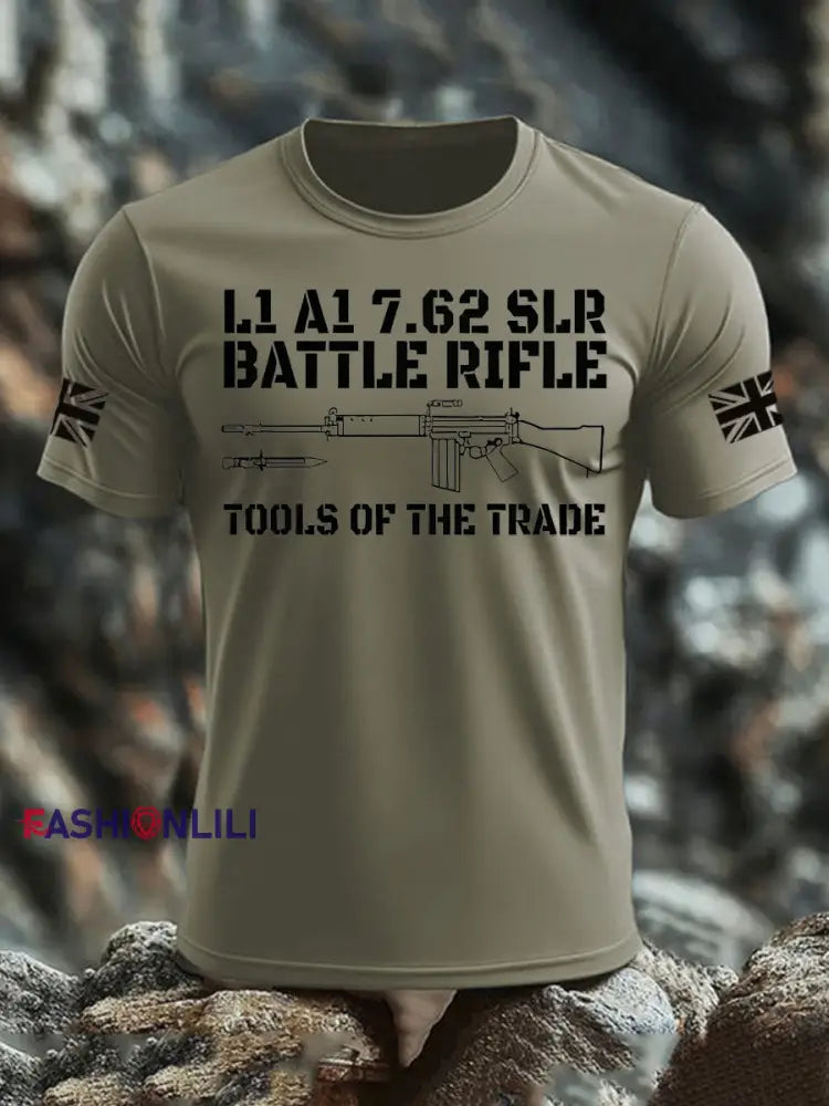 Men’s British Veteran imitation cotton short-sleeved T-shirt Army Green / S