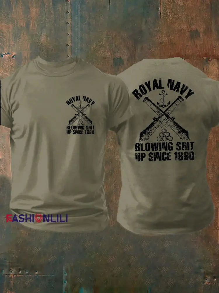 Men’s British Veteran imitation cotton short sleeved T shirt Army Green / S