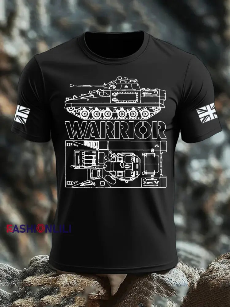 Men’s British Veteran imitation cotton short sleeved T shirt Black / S