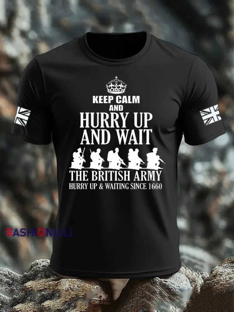 Men’s British Veteran imitation cotton short sleeved T shirt Black / S