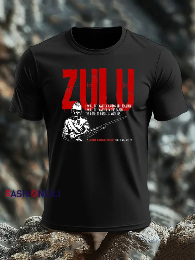 Men’s British Veteran imitation cotton short-sleeved T-shirt Black / S