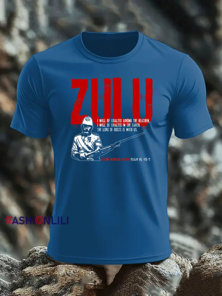 Men’s British Veteran imitation cotton short-sleeved T-shirt Blue / S