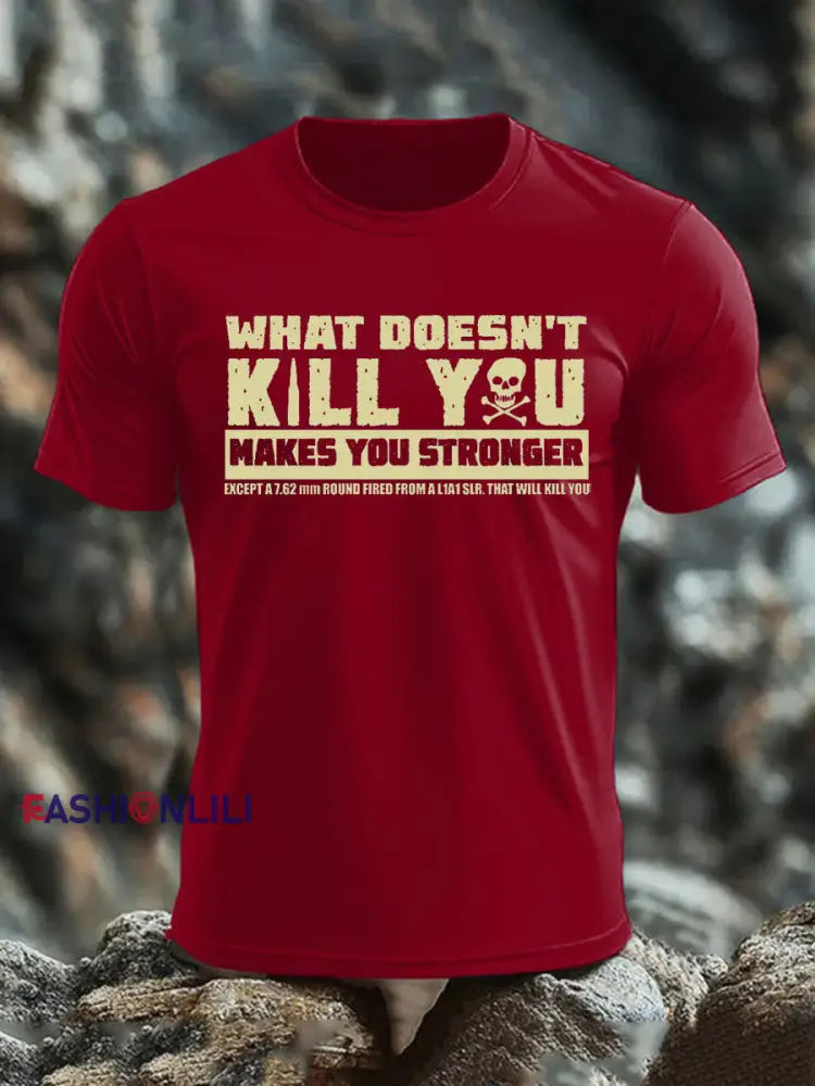 Men’s British Veteran imitation cotton short sleeved T shirt Deep Red / S
