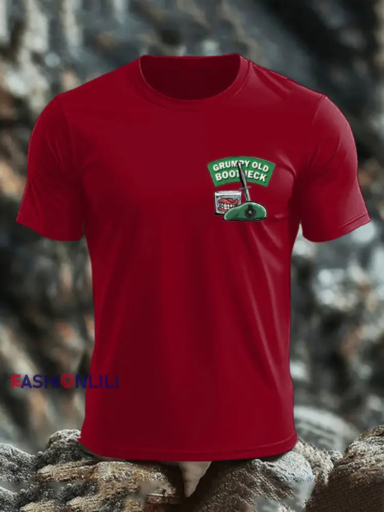 Men’s British Veteran imitation cotton short sleeved T shirt Deep Red / S