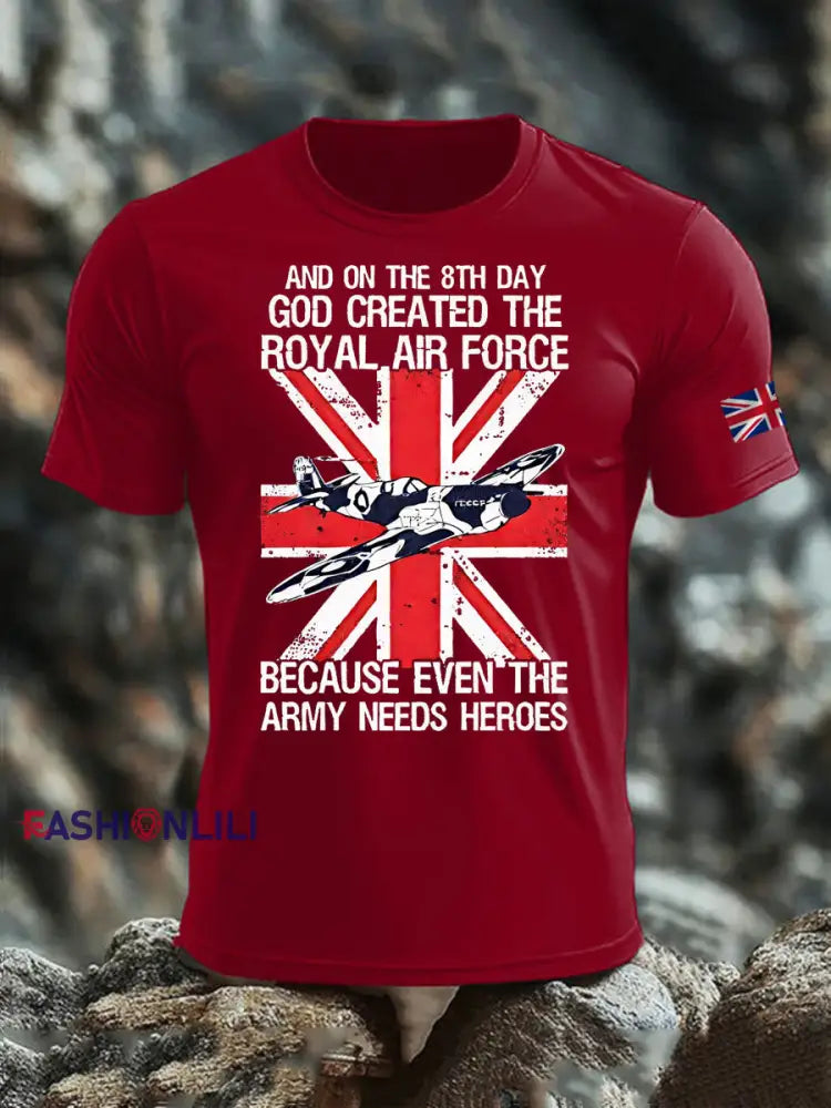 Men’s British Veteran imitation cotton short-sleeved T-shirt Deep Red / S