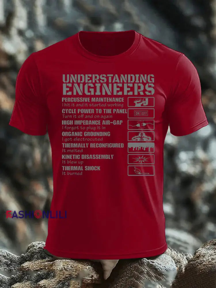 Men’s British Veteran imitation cotton short sleeved T shirt Deep Red / S