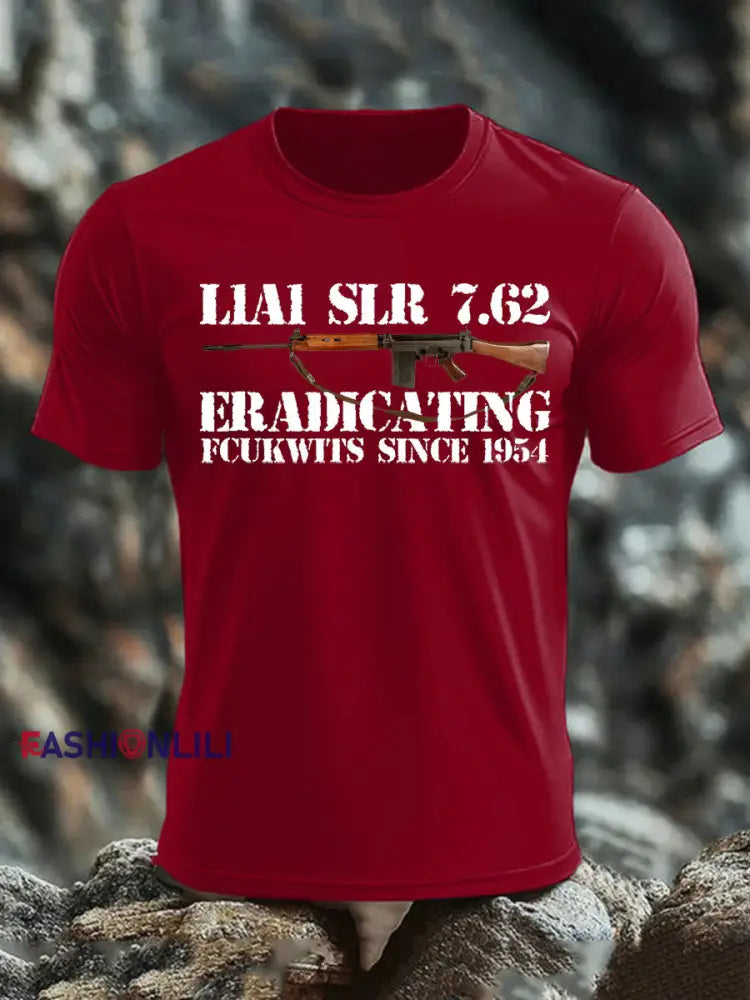 Men’s British Veteran imitation cotton short-sleeved T-shirt Deep Red / S